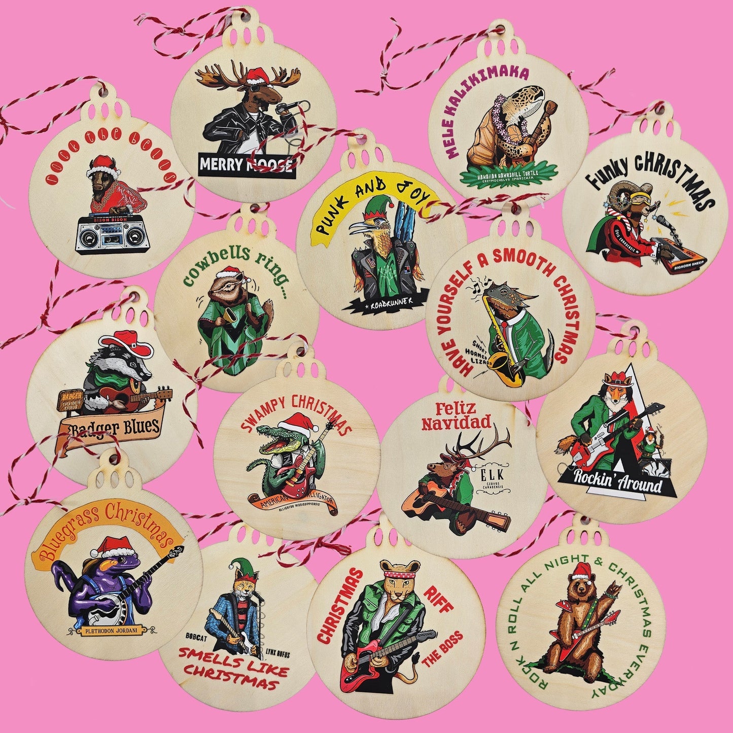 The YouTopo Christmas Ornament collection collage.