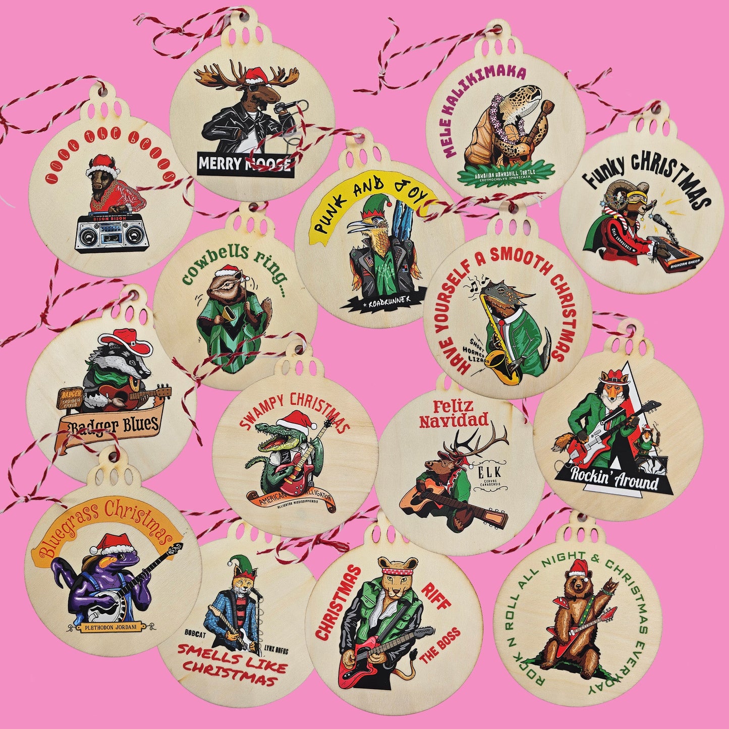 The YouTopo Christmas Ornament collection collage.