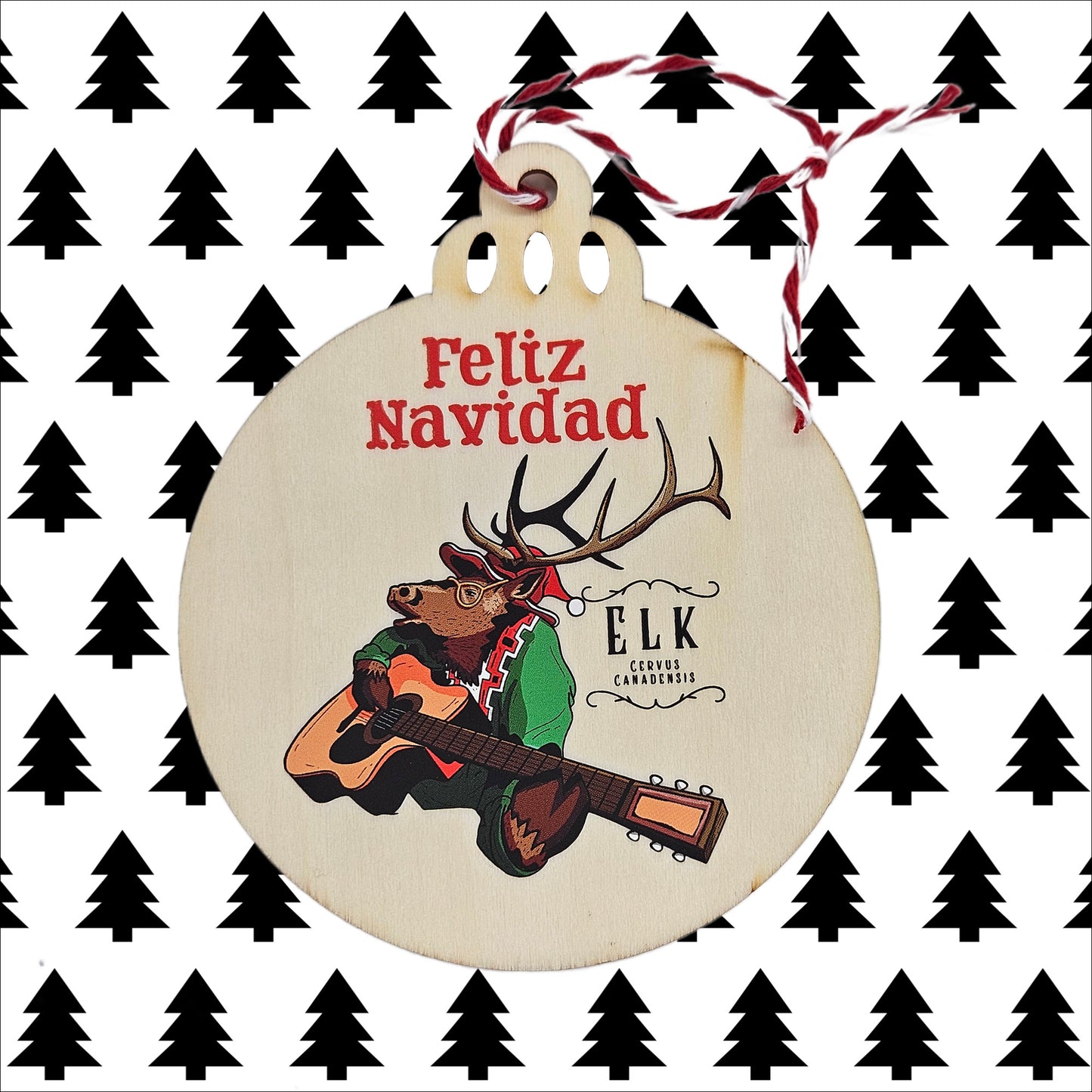 Feliz Navidad Elk Christmas Ornament