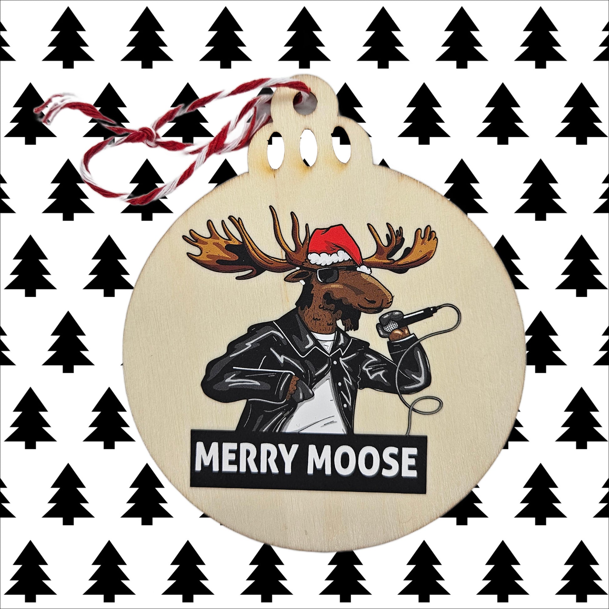 Merry Moose Christmas tree ornament. 
