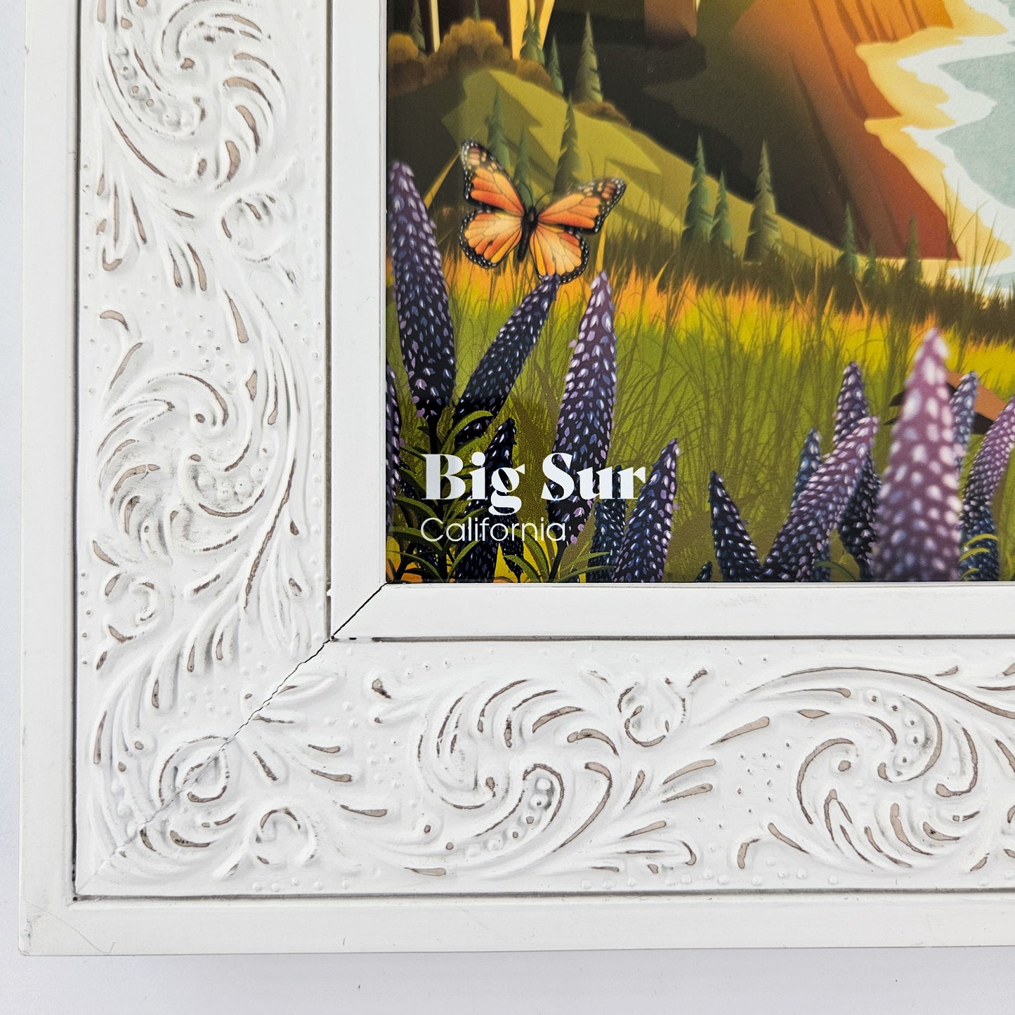 Vintage Big Sur Print w/ Second-Life Frame 8.25"x 10.25"