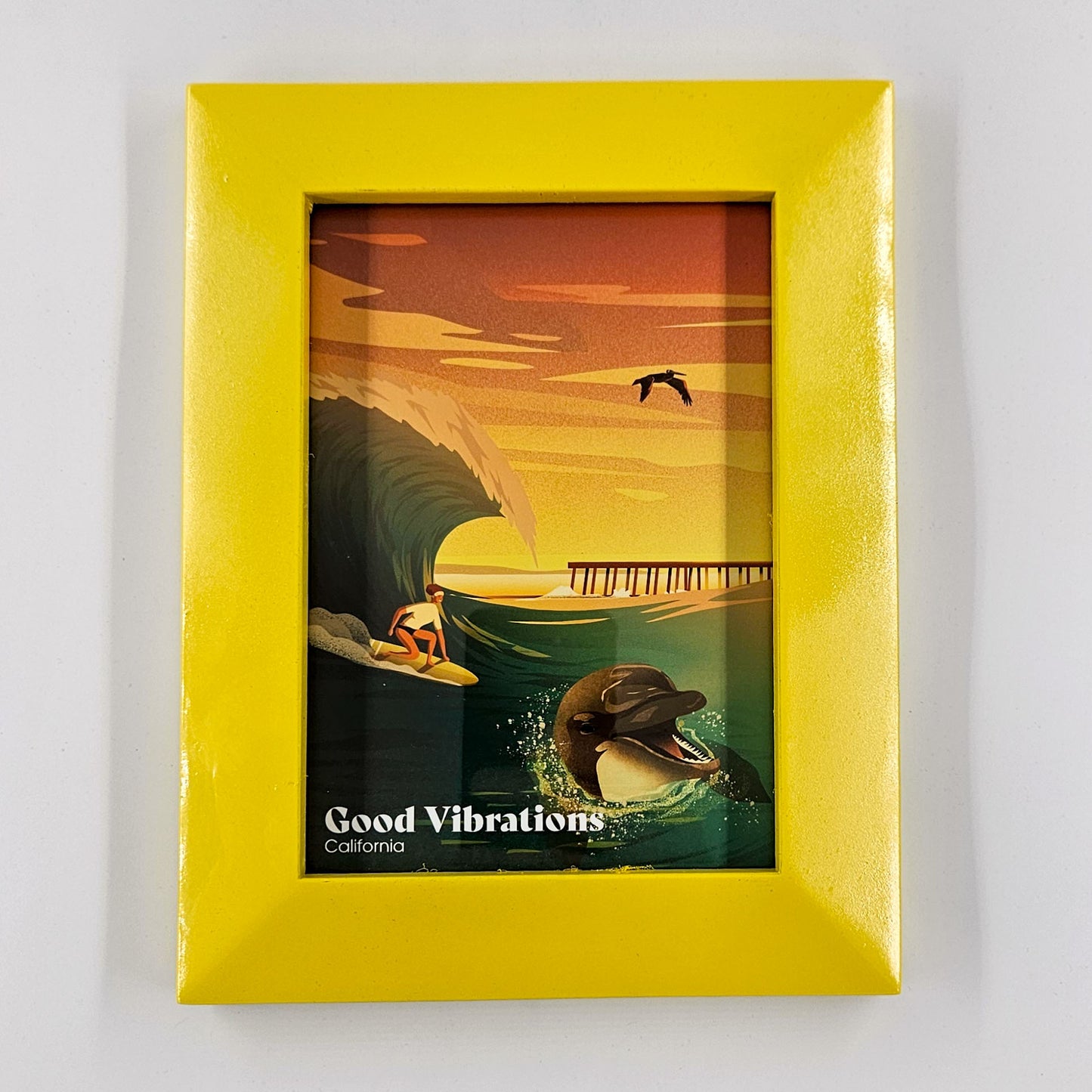Sun Soaked California Good Vibration Print w/ Second-Life Frame 7"x9"