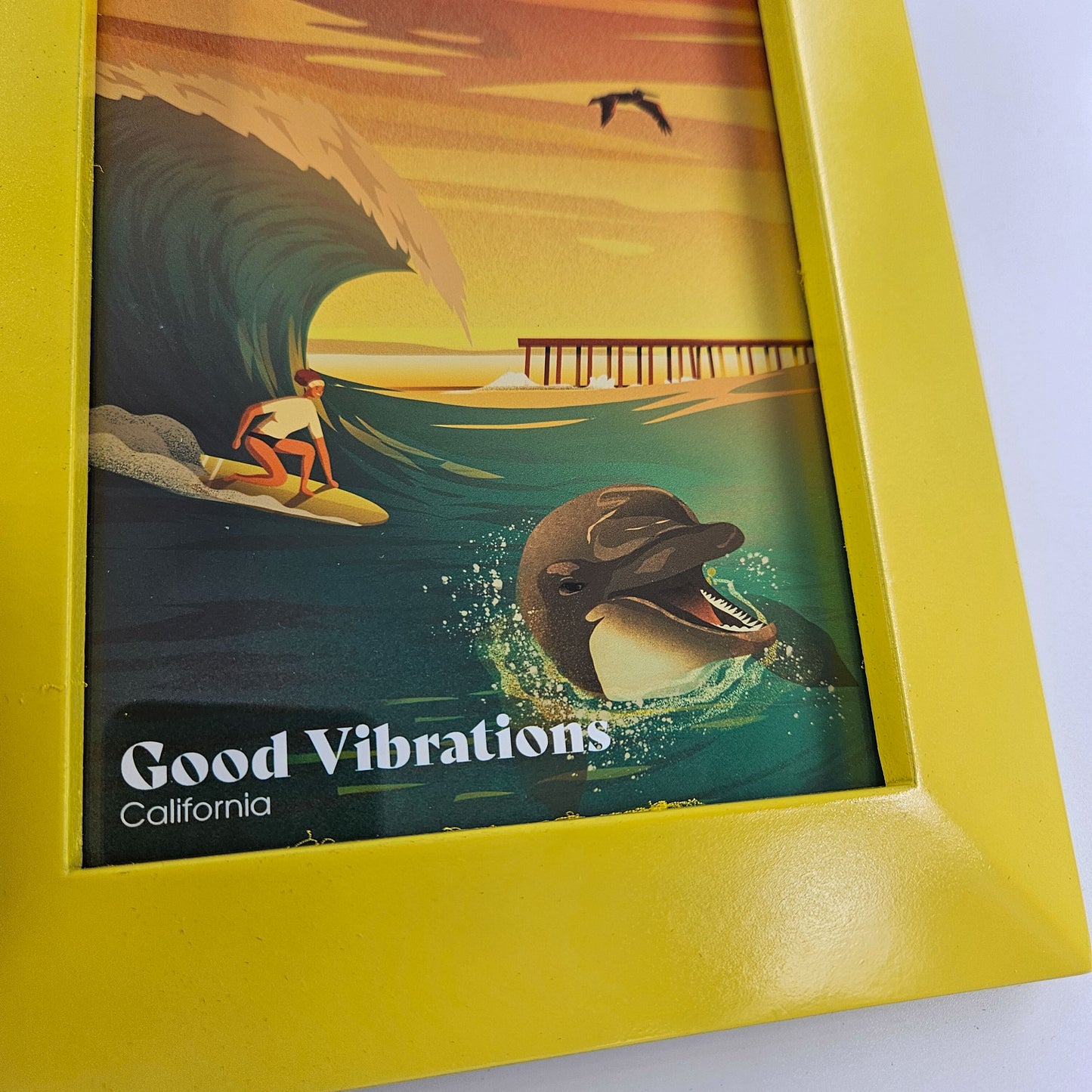 Sun Soaked California Good Vibration Print w/ Second-Life Frame 7"x9"