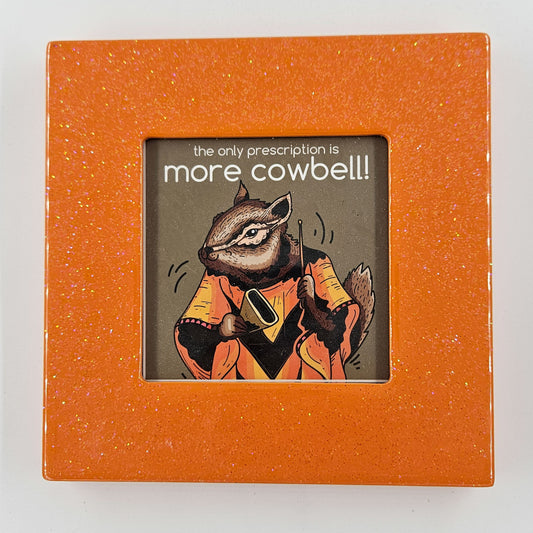 Vintage More Cowbell Chipmunk Print w/ Second-Life Frame 6.5"x 6.5"