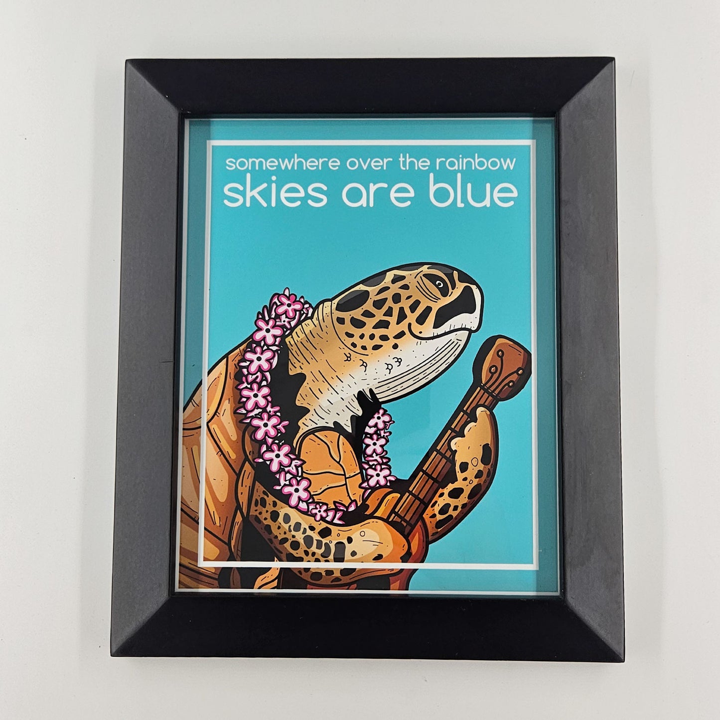 Skies Are Blue Hawaiian Turtle Print w/ Second-Life Frame 10"x12"