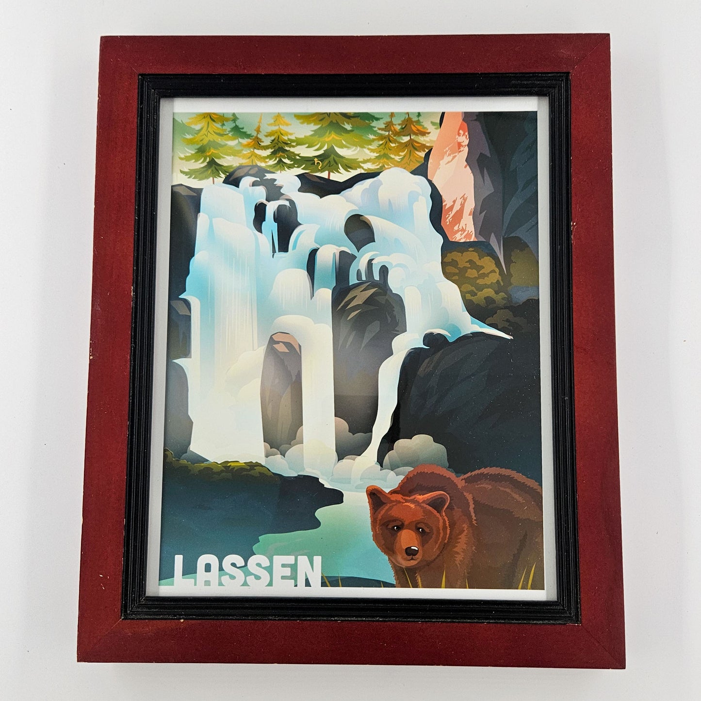 Vintage Lassen National Park Print w/ Second-Life Frame 10" x 12"
