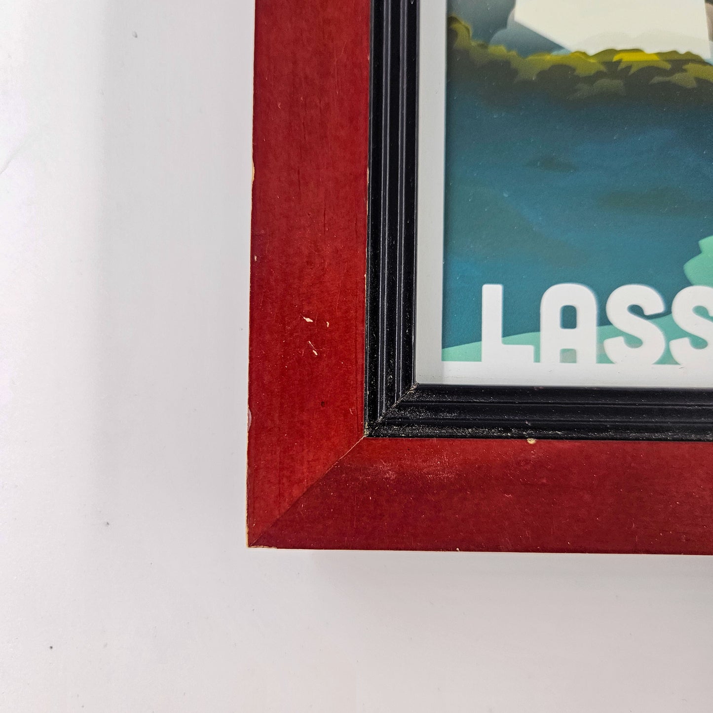 Vintage Lassen National Park Print w/ Second-Life Frame 10" x 12"