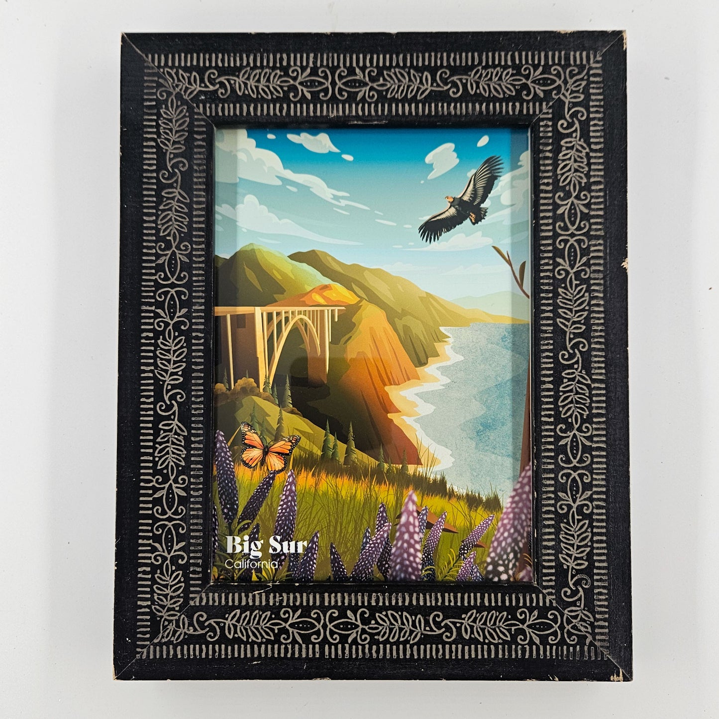 Vintage Big Sur Print w/ Second-Life Frame 7.5" x 9.5"