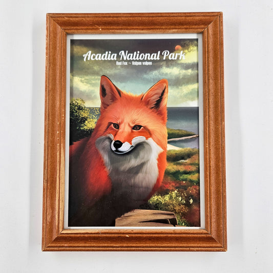 Rustic Acadia Red Fox Print w/ Second-Life Frame 6"x 7.75"