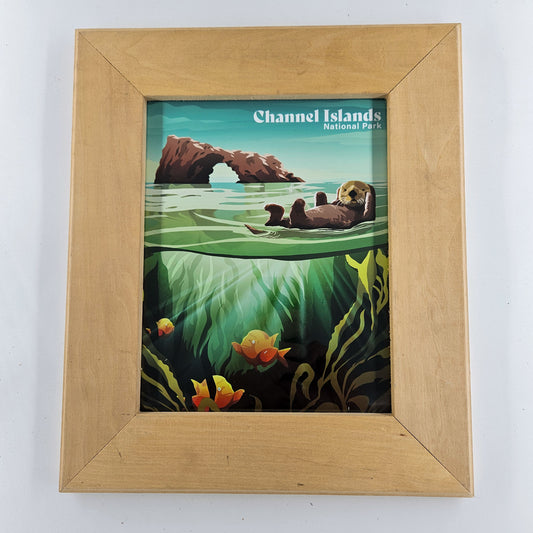 Sunwashed Channel Islands Print w/ Second-Life Wood Frame 11.75" x 13.75"