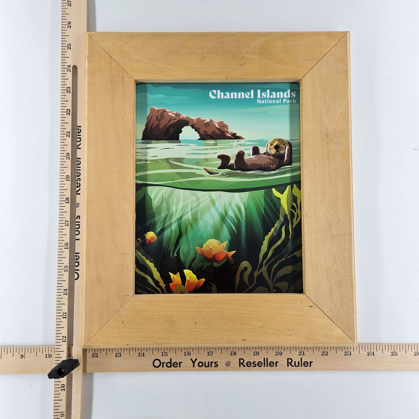 Sunwashed Channel Islands Print w/ Second-Life Wood Frame 11.75" x 13.75"