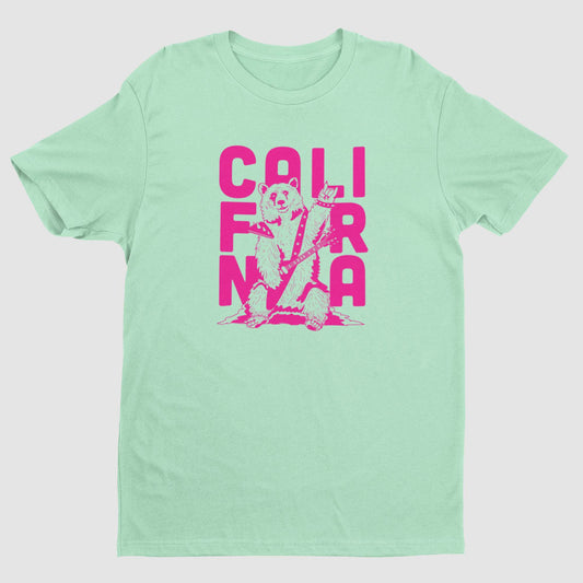 Picture of the green and magenta California Bear shirt.